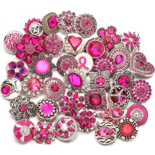 10pcs/lot Wholesale Snap Jewelry Mixed Rhinestone Flower 18mm Metal Snap Buttons Snap Button Bracelet Necklace Buttons Jewelry