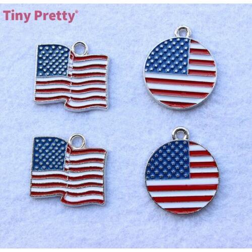 10pcs Metal National Flag Charms US Flag Union Jack Flags Rainbow Peace Charms for DIY Jewelry Making, Keychain Pendant