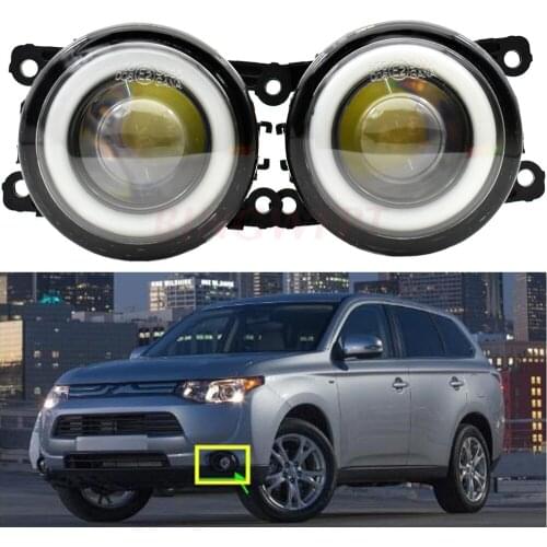 2PCS Car 30W LED Fog Light Angel Eye DRL Daytime Running Light H11 For Mitsubishi Outlander 2012 2013 2014 2015 2016 -2019