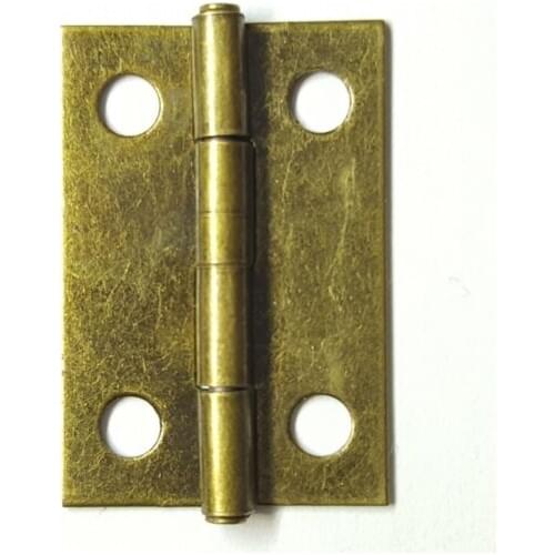 200pcs 17*24mm 1 Inch Hinges Brass / Bronze COLOR Wooden Box Parts Small Iron Flat Hinge 4 Holes Drawer Furniture Box Fixture