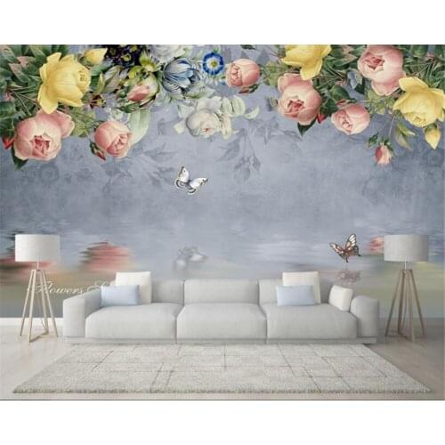 Beibehang 3d wallpaper murals retro oil painting garden floral sofa TV background wall papel de parede wall papers home decor