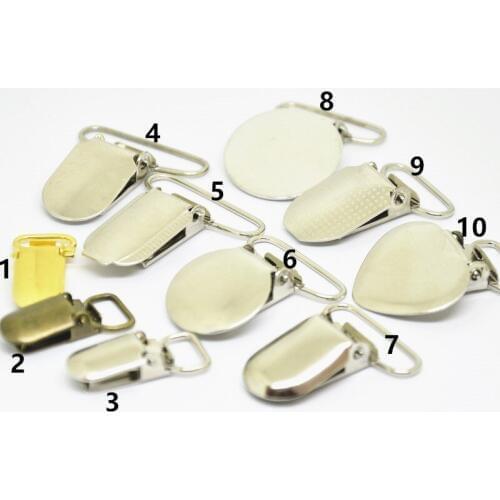 50Pcs Oval Round Heart Baby Metal Suspender Pacifier Holders Clips Craft Sewing Tool For Fabric Garement Pants Bags 10