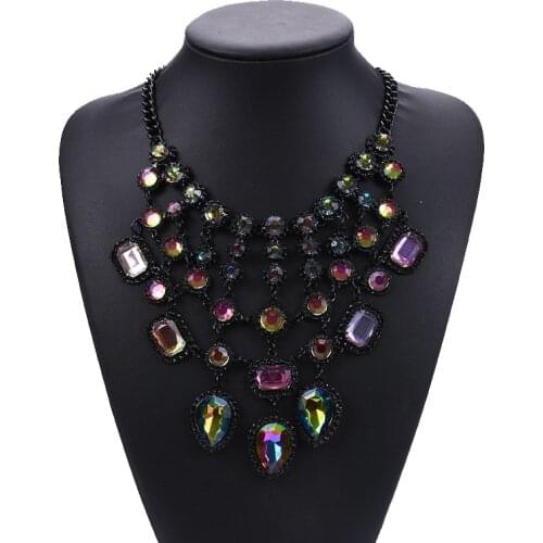 Bohemian Luxury Crystal Statement Necklace Pendants Vintage Large Choker Collier Bijoux Multicolor Big Brand Wedding Jewlery