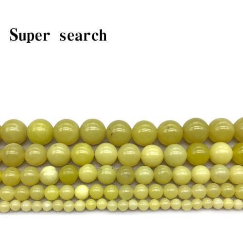 New Fashion Lemon Yellow Tourmaline Loose Spacer Round Beads For DIY Jewelry Necklaces & Bracelets Making Select Size 4/6/8/10mm