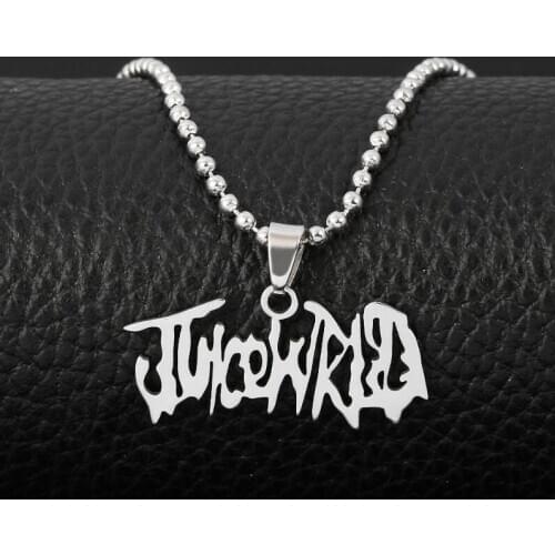 Hip Hop Rapper JUICE WRLD Necklace Strand Beads Chain Stainless Steel Letter Pendant Necklace Jewelry Fans Gift Femme Mujer