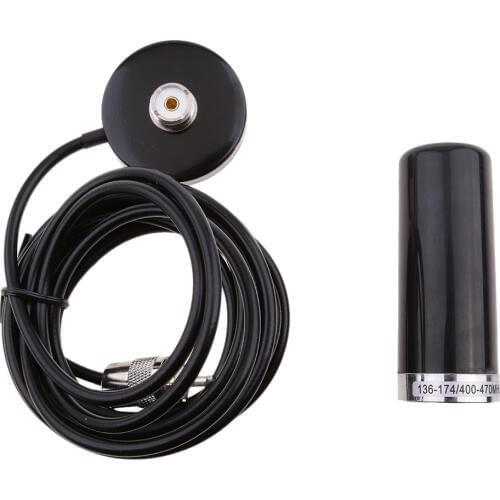 Dual Band VHF UHF 136-174&400-470 MHZ Low Profile Antenna for Mobile Vehicle Car Radio 9cm Magnetic Mount with Cable