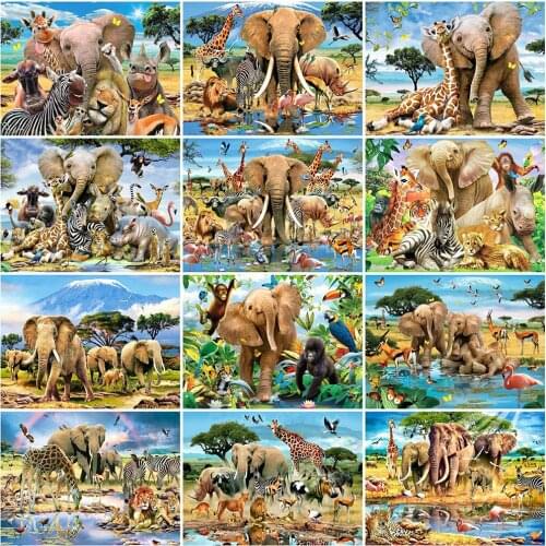 Evershine Diamond Embroidery Elephant Diamond Painting Animal Cross Stitch Full Square Round Rhinestone Pictures Home Decor