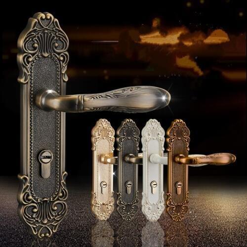 European fashion ivory white bedroon door handles antique bronze mute wooden door lock gold indoor locks modern simple