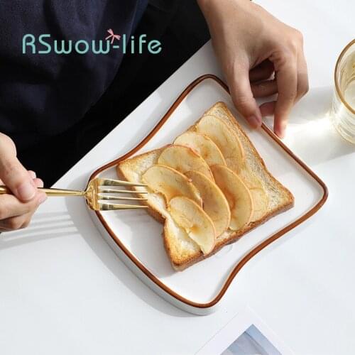 European Simple Plate Ceramic Bread Plate Creative Toast Plate Home Cake Plate Breakfast Plate Dessert Plate Ceramic Plate