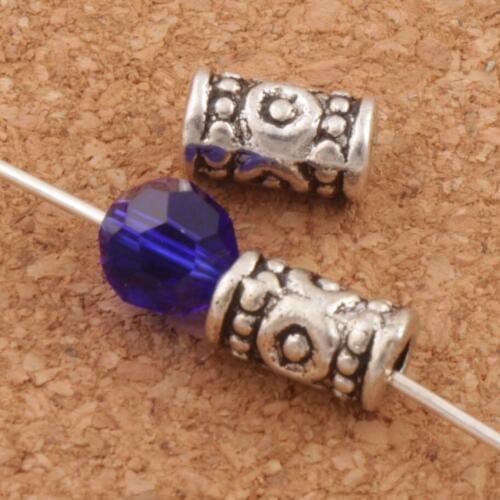 Circle Dots Curved Tube Beads 8.8x4.9mm 70PCS Zinc Alloy Spacers Jewelry Findings L720