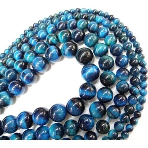 Natural Stone Peacock Color Tiger Eye Agates Round Loose Beads 6 8 10 12MM Pick Size DIY bracelet Necklace For Jewelry Making