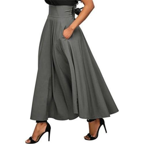 Summer Casual Loose Maxi Long Skirt Women Pocket Vintage High Waist Plus Size Female Back Bow Streetwear Loose Clothes