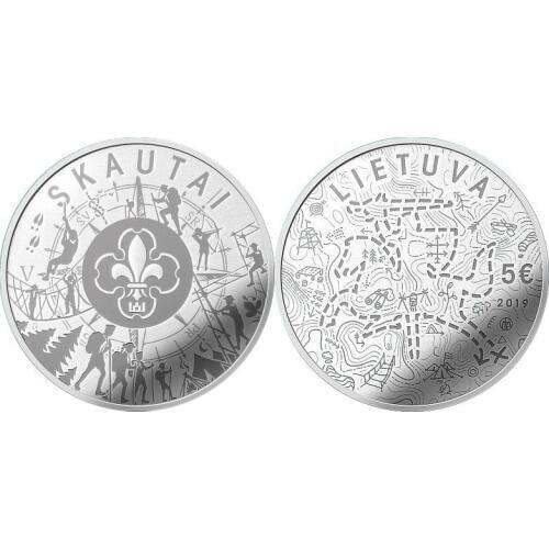 Lithuania 2019 Boy Scout 5 Euro Refined Commemorative Silver Coin Box Certificate 100% Original Coins Real Euro Coin rare