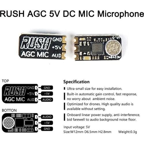 RUSH AGC 5V DC MIC Microphone For RUSH TANK Mini FPV RC Drone Transmitter VTX