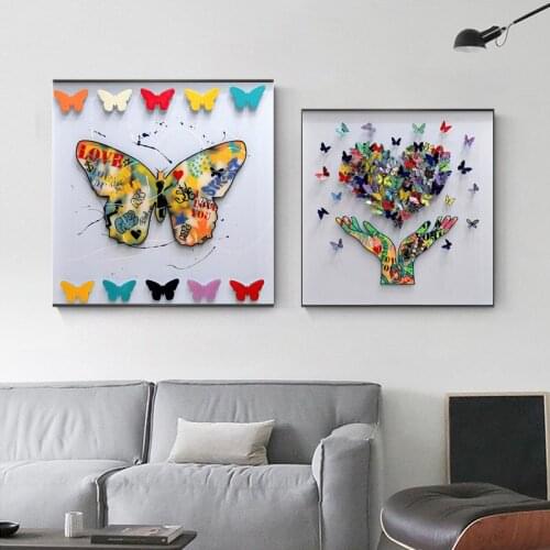 Minimalist Abstract Colorful Butterfly Canvas Painting Wall Art Nordic Posters and Prints Wall Pictures for Living Room Decor