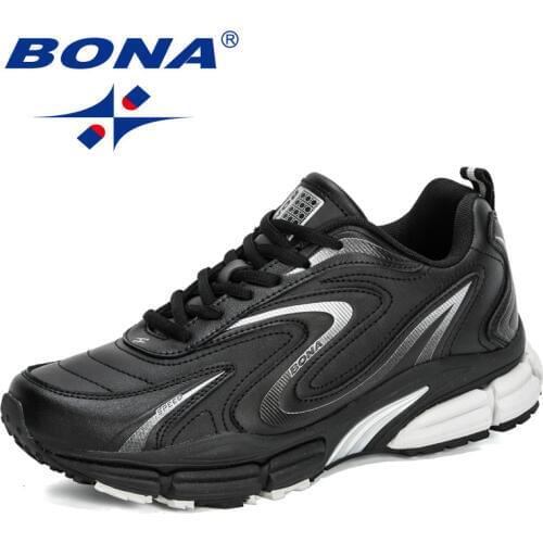 BONA 2020 New Designers Running Shoes Men Outdoor Sports Jogging Shoes Action Leather Sneakers Man Nonslip Walking Footwear Soft