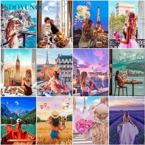 SDOYUNO 60x75cm Oil Paint By Numbers Scenery Frameless DIY Painting By Numbers Canvas Figure Digital Hand Painting Home Decor