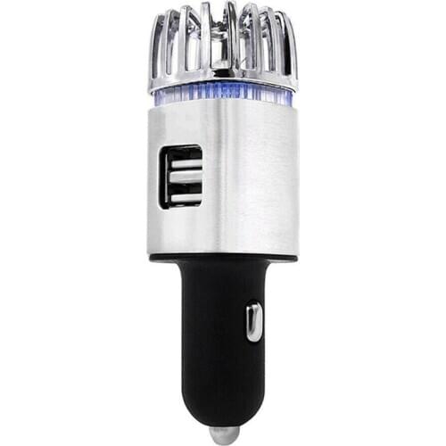 New 2 In 1 Car 2 USB Fresh Air Ionic Purifier Oxygen Bar Ozone Ionizer