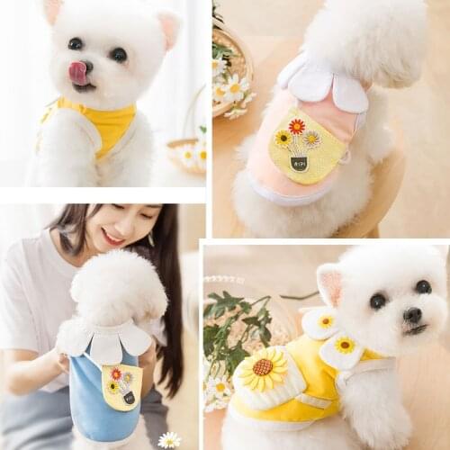 Wholesale Summer Dog Backpack Petal Neckline Cat Puppy Clothes Yorkshire Poodle Pomeranian Teddy Bichon Schnauzer Pet Clothing