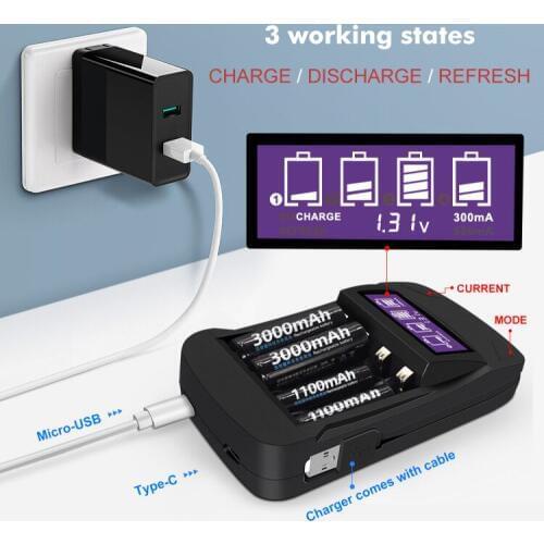 PALO Original 1.2V AA/AAA charger smart Charger for AA AAA NIMH rechargeable battery with LCD Intelligent Charger for 1.2v nimh