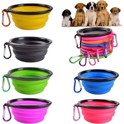 Dogs Bowl Portable Foldable Collapsible Silicone Pet Cat Dog Food Water Feeding Travel Bowl pet Puppy Doggy Food Container
