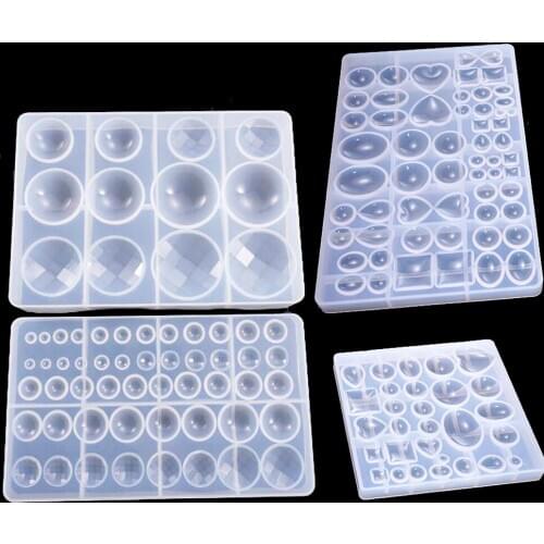 Various Shapes Large Silicone Mold Resin Jewelry DIY Assorted Heart Oval Square Teardrop Round Dome Cabochon Epoxy Resin Molds