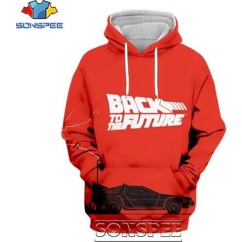 SONSPEE 3D Print Back to the Future Hoodie Men Women Casual Coat Streetwear Hip Hop Pullover Tops Funny Movie Sweatshirt