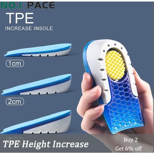 NOIPACE TPE Heightening Insoles For Women Men Silicone Gel Height Increase Pads Half Growing Heel Templates Elevater Shoes Sole