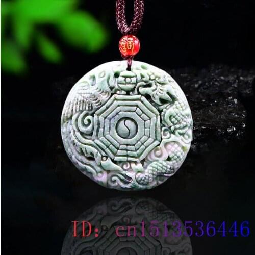 Jade Dragon Phoenix Pendant Jewelry Gemstone Carved Chinese Necklace Accessories Fashion Women Gifts Charm Natural Amulet