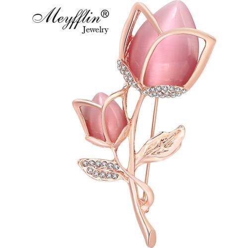2020 New Crystal Crystal Brooches for Women Vintage Fashion Broche Jewelry Gold Opal Flower Brooch Broches Pins Mujer