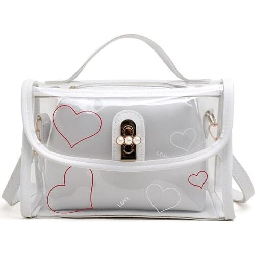 Women Transparent Handbag Shoulder Bag Clear Jelly Purse Clutch Square Tote Mobile Phone Bag Handbags Cross Body Messenger Bags