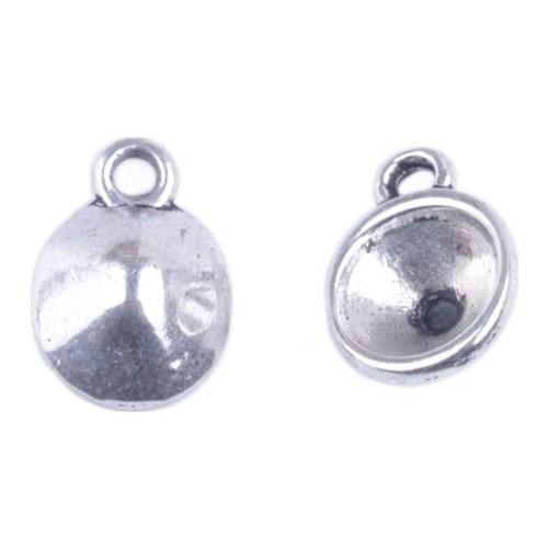 100PCS Tibetan Silver Color 8mm Rivoli Plain Round Settings Charms A13881