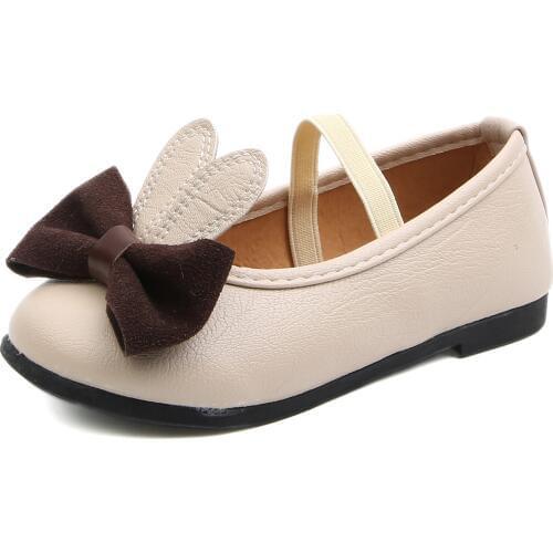 2020 Kids Sweet Single Shoes Girls Cute Rabbit Ears With Bow-knot Children Princess Shoes Toddler Girls Soft Leather Casual Shoe
