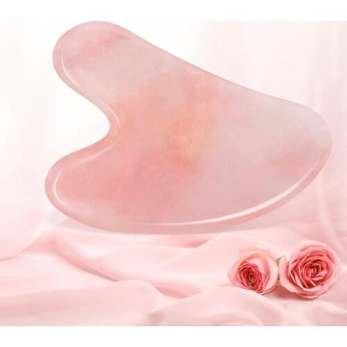 2020 Rose Quartz Jade Guasha Board Natural Stone Scraper Gua Sha Tools Neck Body Acupuncture Spa Acupuncture Scraper Therapy