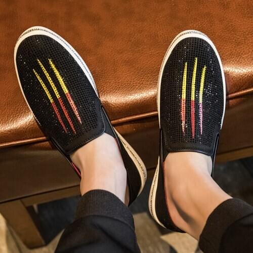 2020 Spring Autumn Fashion Casual Shoes Explosion Hot Rhinestone Boutique Shoes Slip-On Waterproof Men Shoes High Quality Shoes