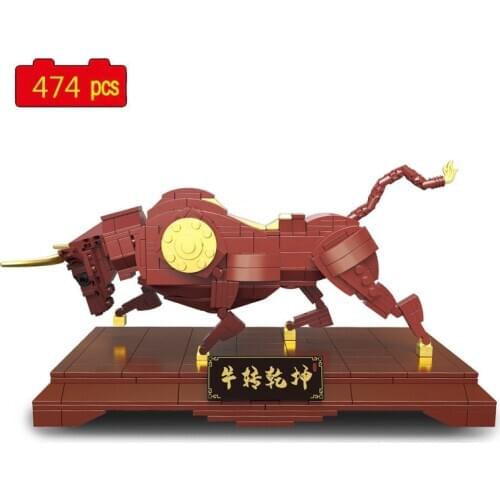 2021 Creator Series Chinese New Year Zodiac Bull Symbol Of Wealth Desktop Ornaments Building Blocks Toys Gifts