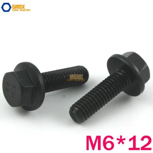 25 Pieces M6*12mm 10.9 Grade Alloy Steel Flange Hex Bolt Screw