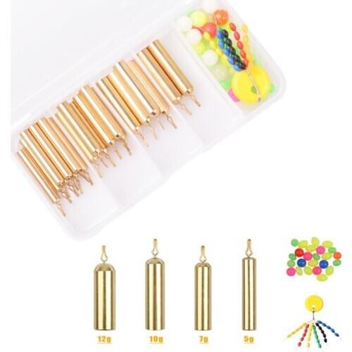 51pcs/box Pure Brass Fishing Sinkers 5g 7g 10g 12g Drop shot rig Weights slide sinker casting lure fishing accessories