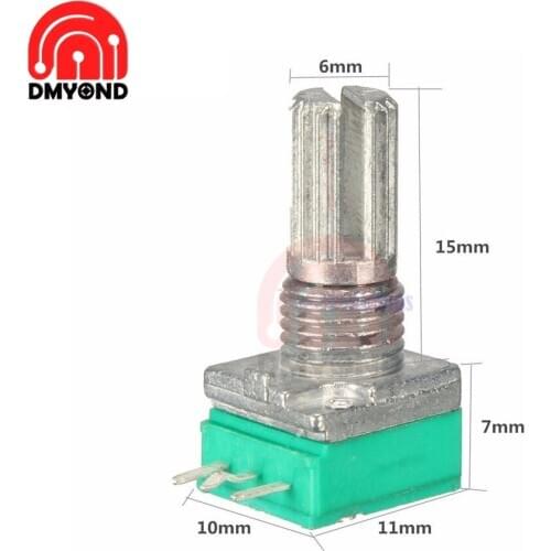6MM 3-pin 3P Knurled Shaft Single Linear B Type B500K B100K B50K B20K B5K Ohm Rotary Potentiometer with Nuts And Washers
