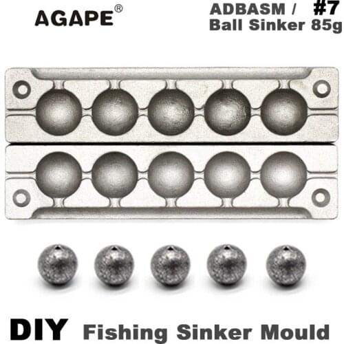 Agape DIY Fishing Ball Sinker Mould ADBASM/#7 Ball Sinker 85g 5 Cavities