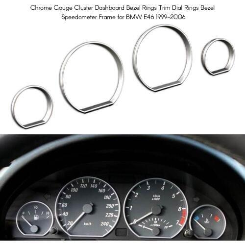 Car Styling Chrome Gauge Cluster Dashboard Bezel Rings Trim Dial Rings Bezel Speedometer Frame for BMW E46 1999-2006