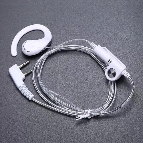 White color earhook aluminum foil cable reliable K plug 2pins headphone for Kenwood Baofeng 888S UV5R UV82 Wouxun TYT etc radio
