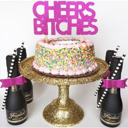 Cheers Bitches glitter cake toppers Bachelorette Party. Wedding. Bridal Shower. Engagement Party Cake picks
