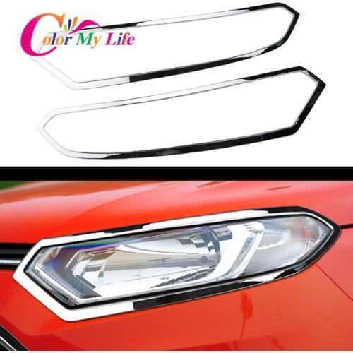 Color My Life Car Styling ABS Chrome Car Combination Headlamp Trim for Ford Ecosport 2013-2017 Front Headlight Lamp Cover