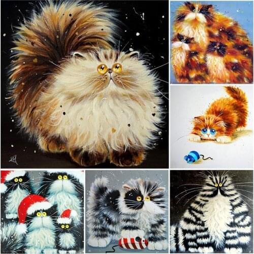Diy 5D Diamond Painting Animals Cat Set Cross Stitch Kit Full Drill Embroidery Mosaic Art Picture of Rhinestones Home Decor Gift