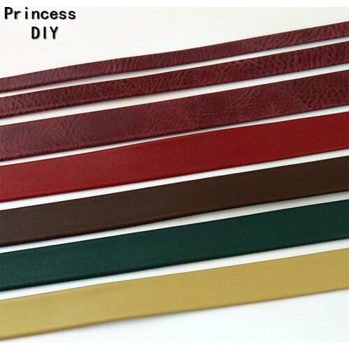 5M/Lot 7 10 16mm Handmade Material Maroon Brown Gold Gothic Ribbon 3/8' PU Faux Leather Ribbon Bias DIY Chocker Necklace Craft