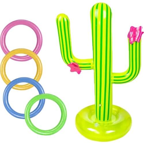 Cactus Swimming Pool Ring Toss Games Inflatable Pool Toys With 4 Ring Summer Family Outdoor Party Game Water Play