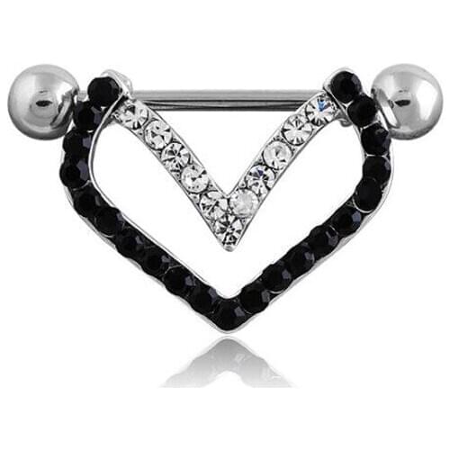 New Trendy Crystal Heart Nipple Piercing Titanium Women Sexy Nipple Rings Nails Bar Studs Fashion Stainless Steel Body Jewelry