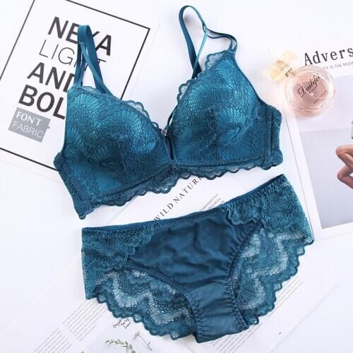Sexy Lace Bra Set Deep V Push Up Bralette Girl Bra and Brief Sets Fashion Lace Bra Set Lingerie Underwear Panty Set