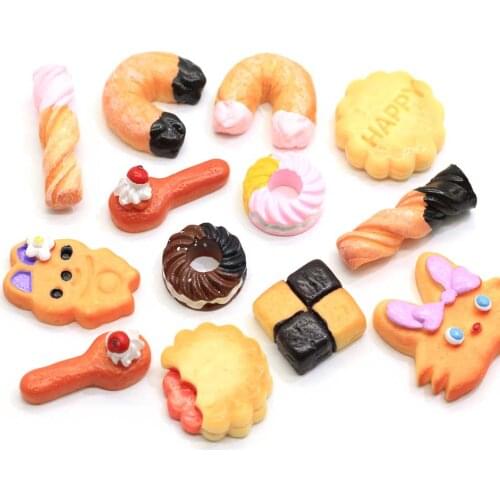 Hot Selling Assorted Resin Flatback Miniature Dollhouse Food Cabochons Kawaii Flat Back Sweet Dessert Craft Hair Decor D